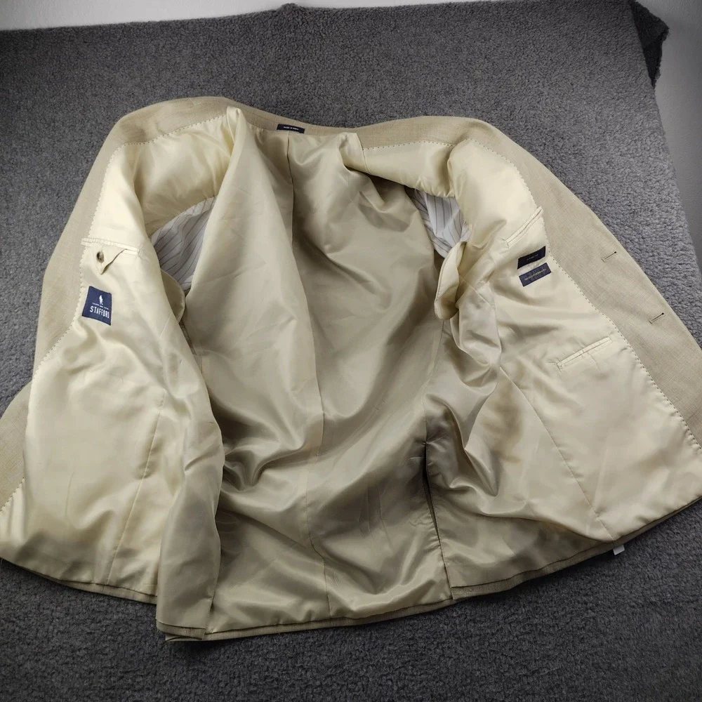 Stafford Travel Suit Separates Tan Blazer Classic Fit 46 Reg Wool Blend NWT